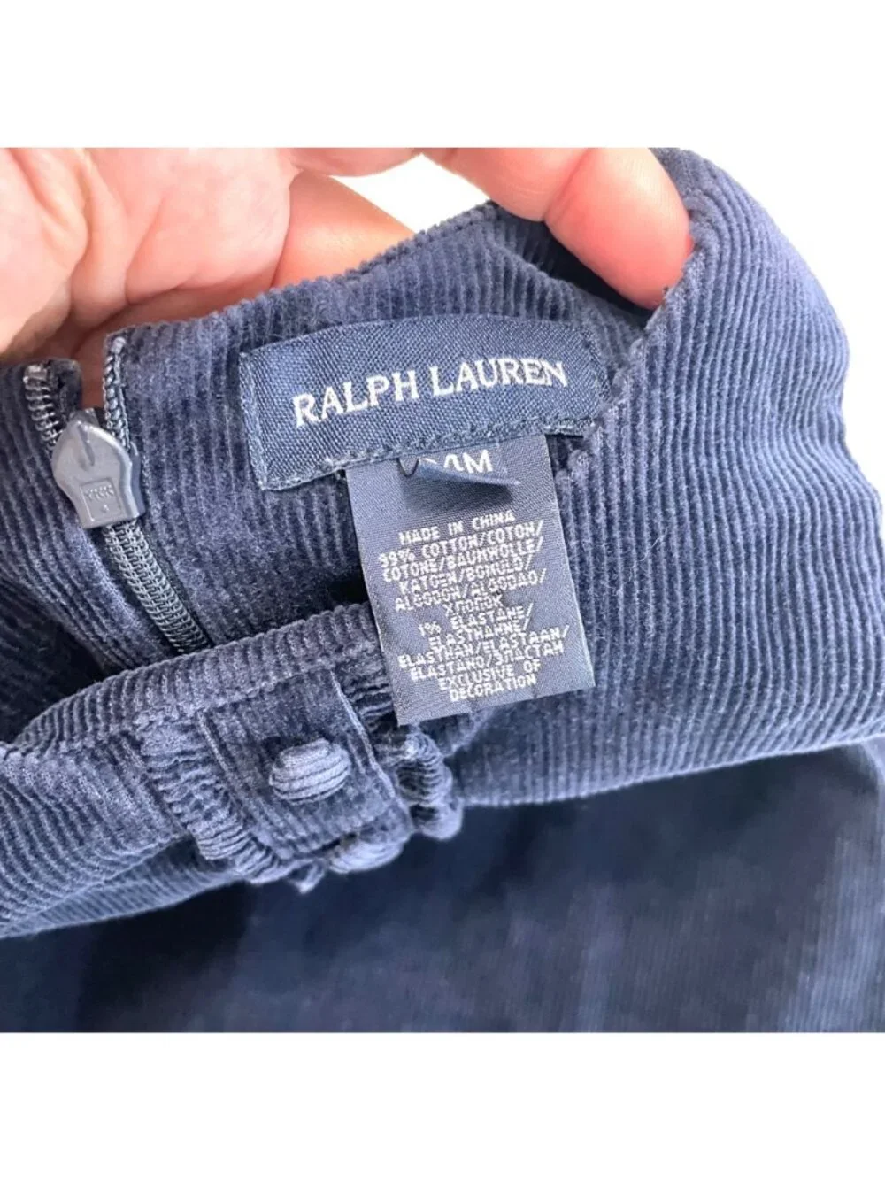 Vintage Ralph Lauren Navy Blue Corduroy Infant Dress Size 24M